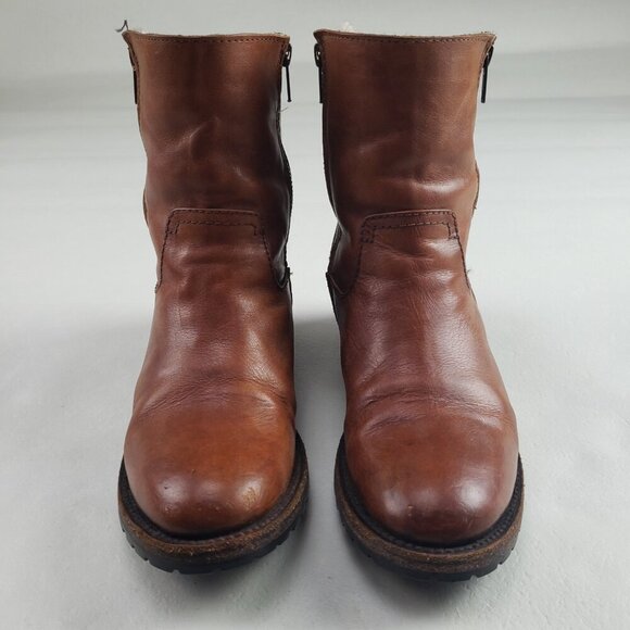 Freebird Alamo Leather Ankle Boot Womens 8 Brown Wool Lined Side Zip Weathered - Picture 3 of 14
